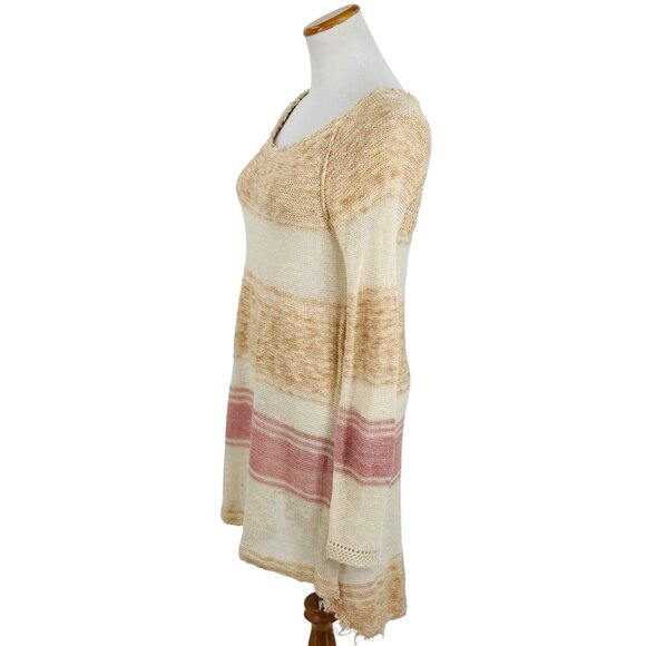 Free People Striped Distressed Knit Mini Dress | Coastal Grandmother Grunge Boho - Picture 12 of 16